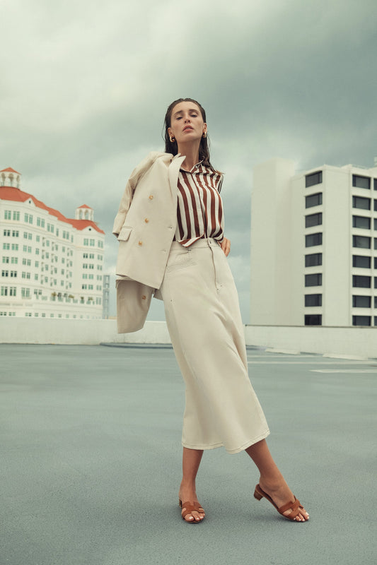 Stretch Colored Denim Skirt