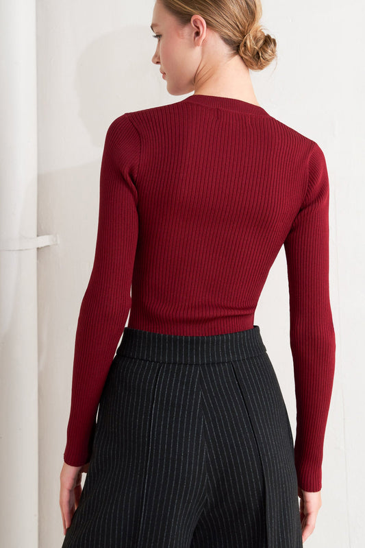 Burgundy Sweater Knit Top