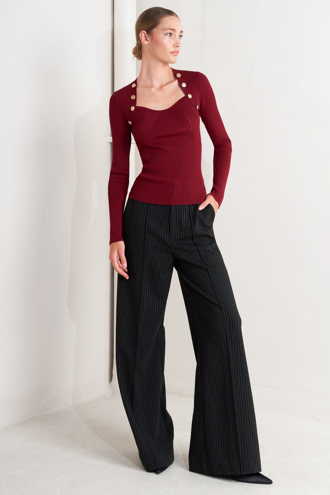 Burgundy Sweater Knit Top