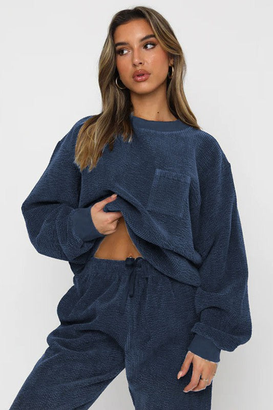 Women Two Piece Corduroy Western Set