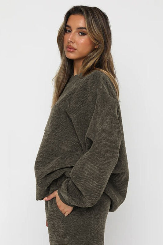 Women Two Piece Corduroy Western Set