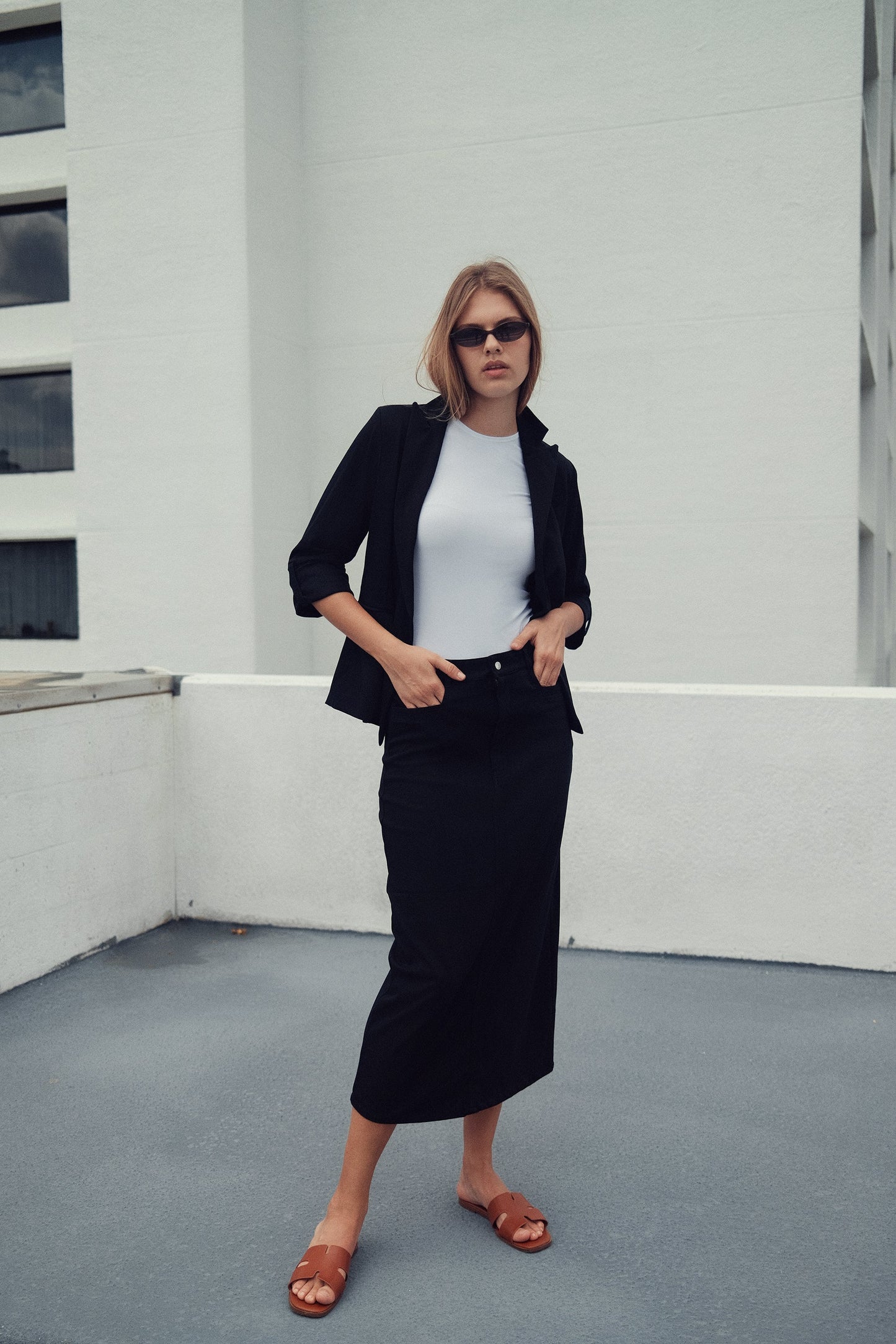 Stretch Colored Denim Skirt