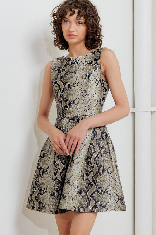 Snake Glam Faux Leather Mini Dress