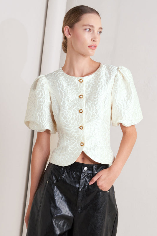Rose Texture Woven Top