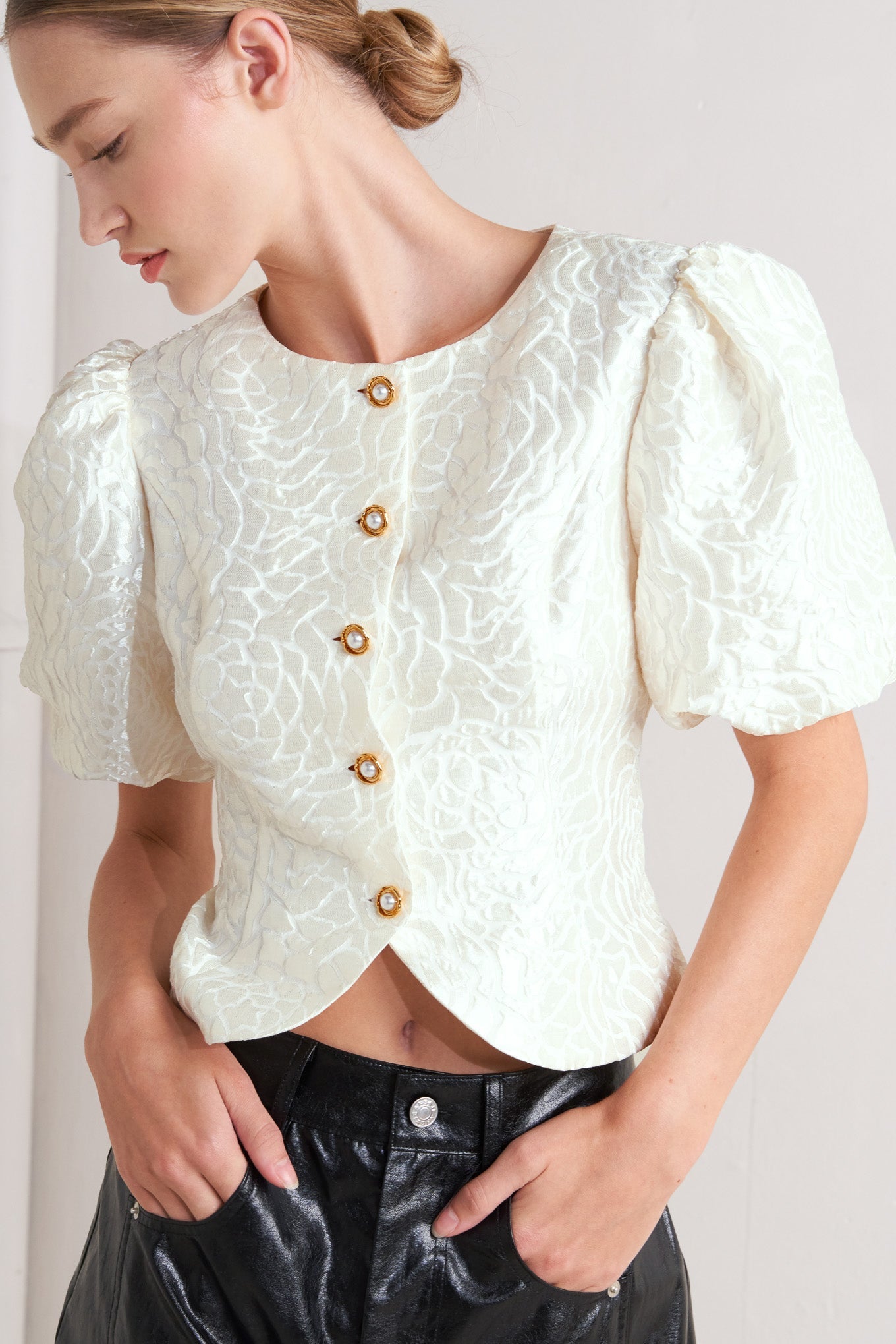 Rose Texture Woven Top