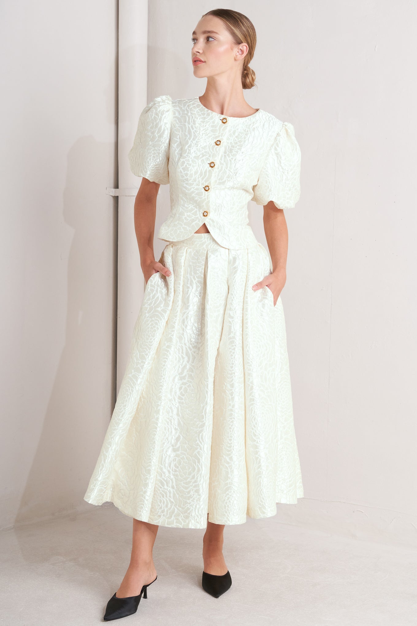 Rose Texture Woven Top