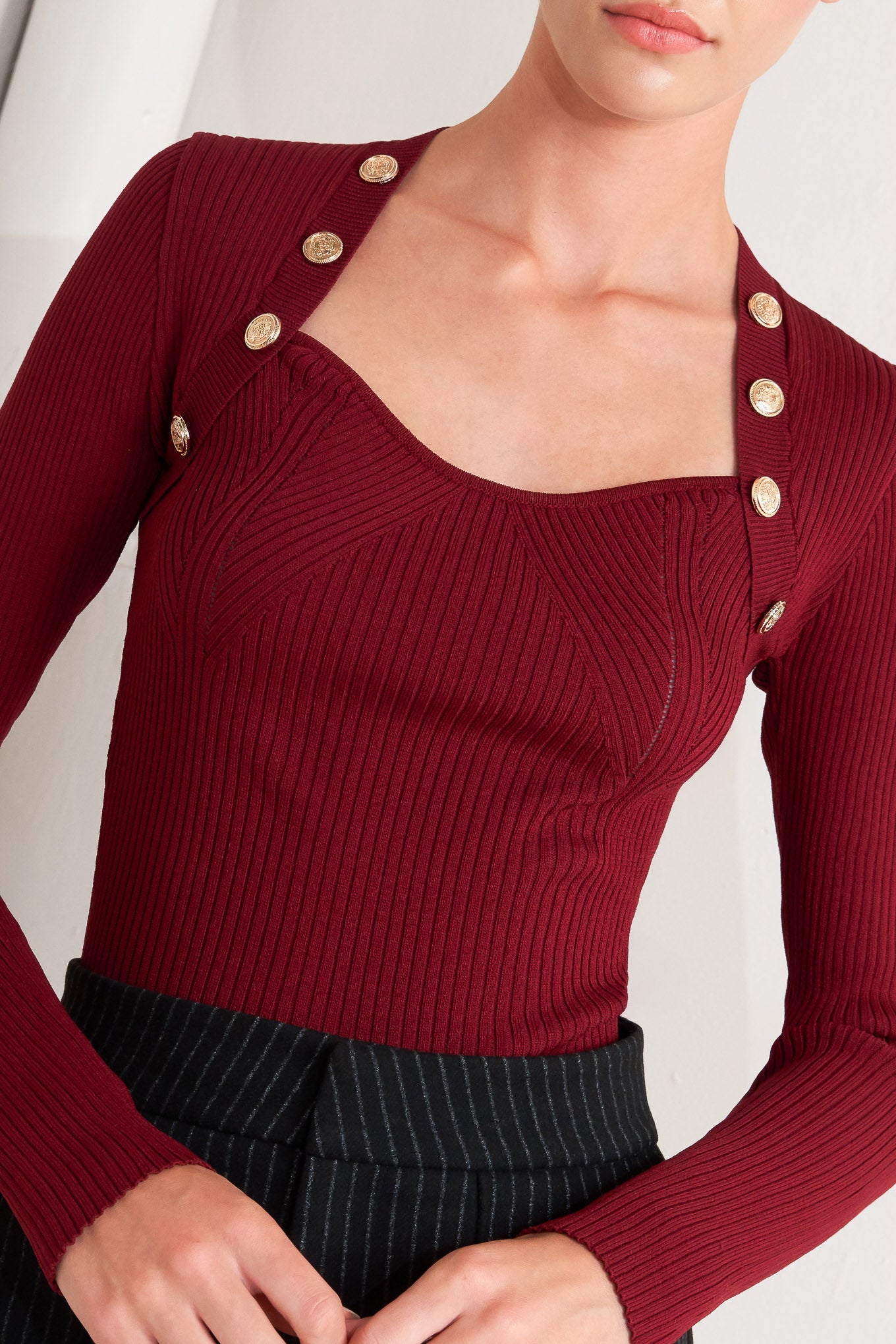 Burgundy Sweater Knit Top