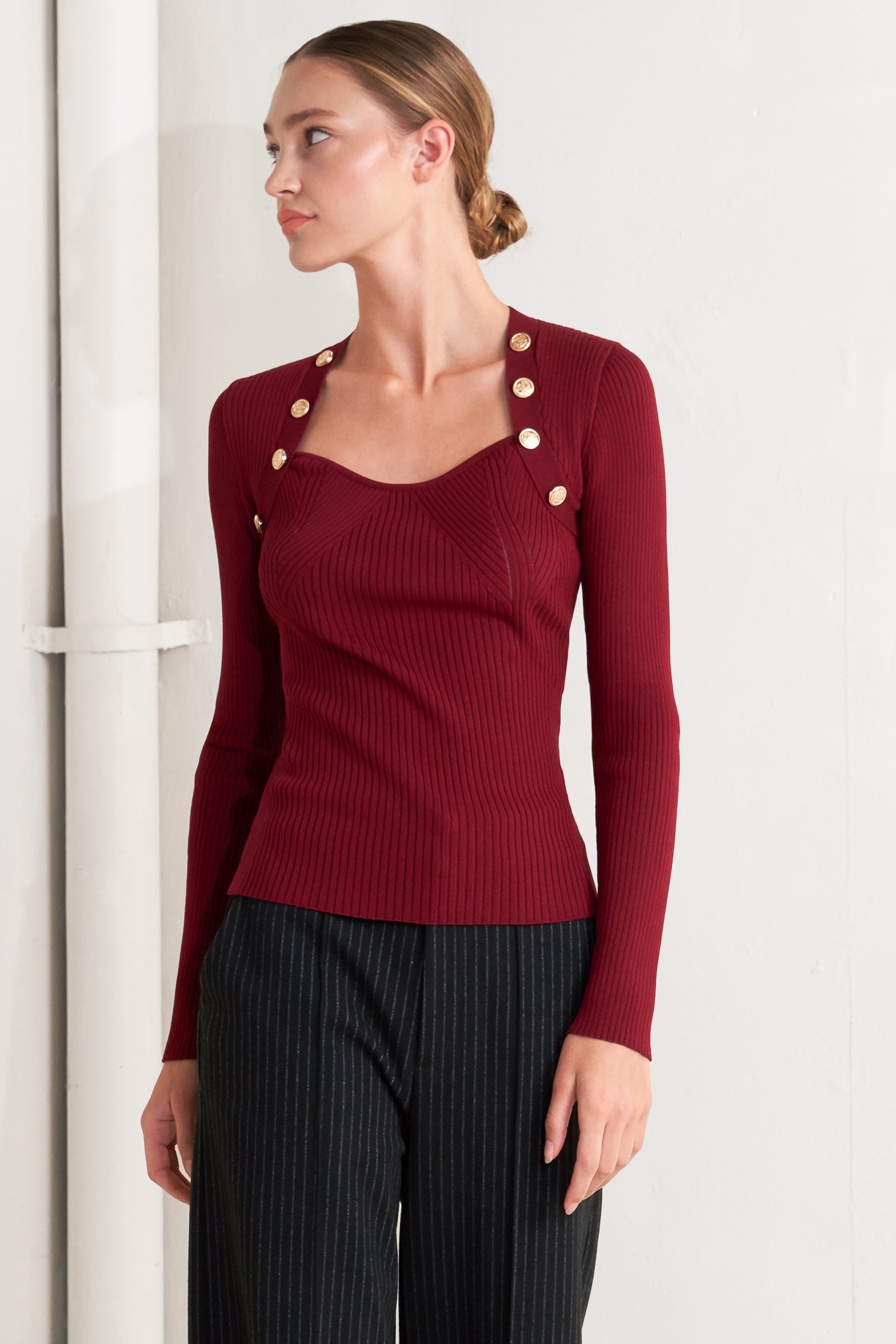 Burgundy Sweater Knit Top