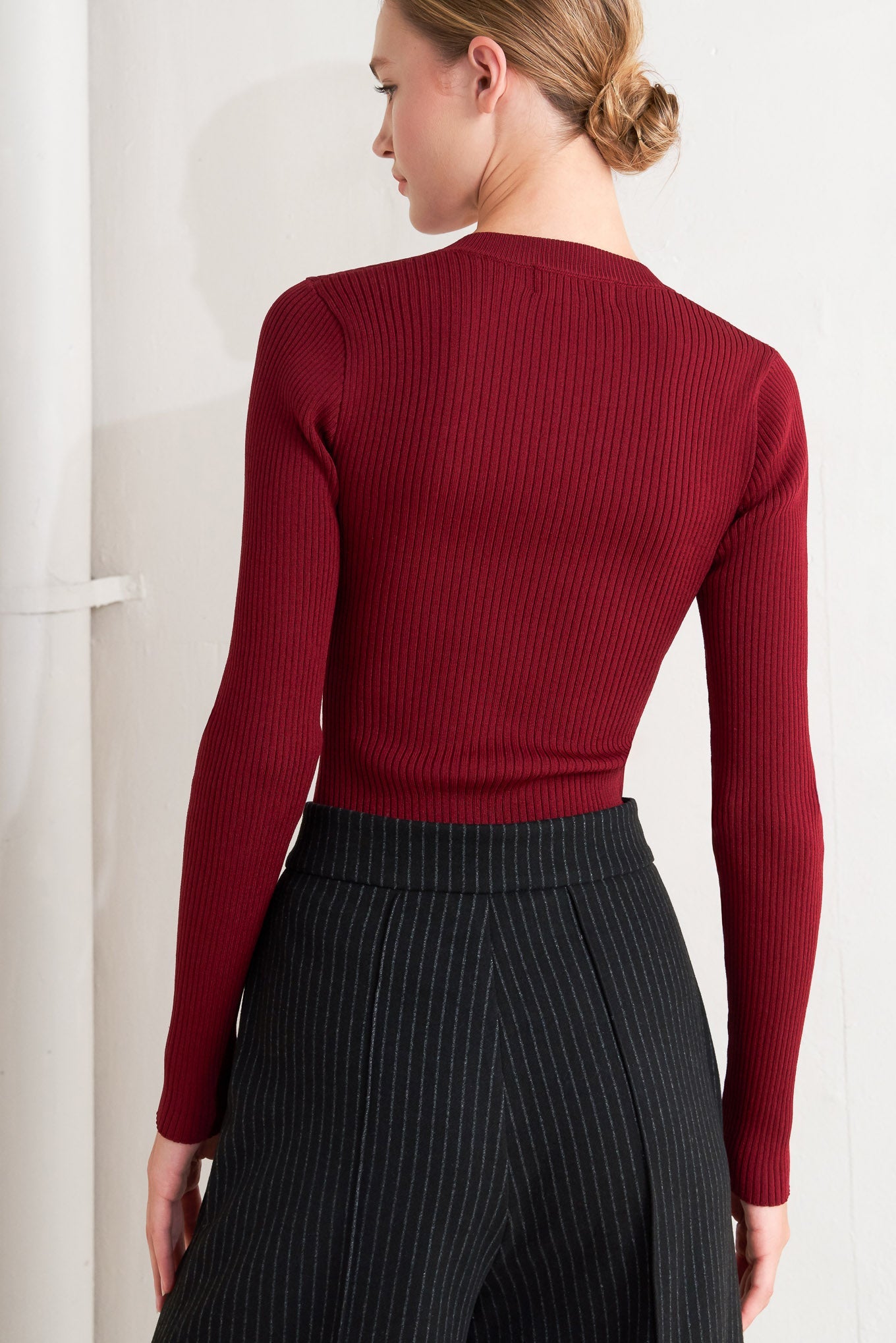 Burgundy Sweater Knit Top