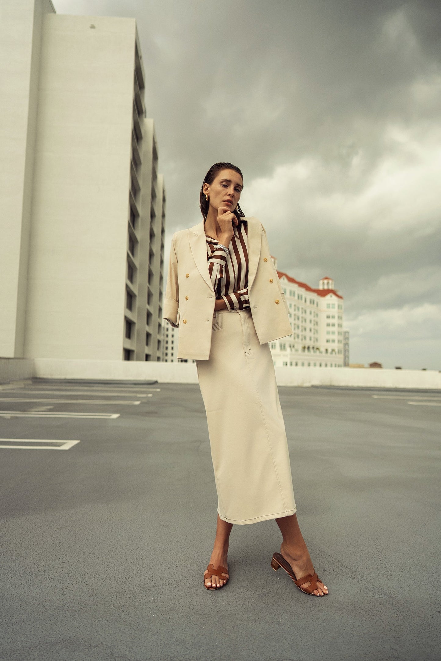 Stretch Colored Denim Skirt